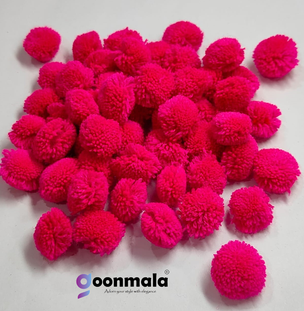 Pom Pom Balls small size,200 Pieces Pom Pom Balls for Arts, Craft and Handicrafts woollen, Rani Pink