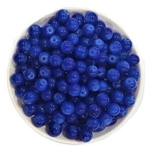 Glass beads for bracelet, Rakhi, Jewellery making 8mm ,Blue 100 pieces
