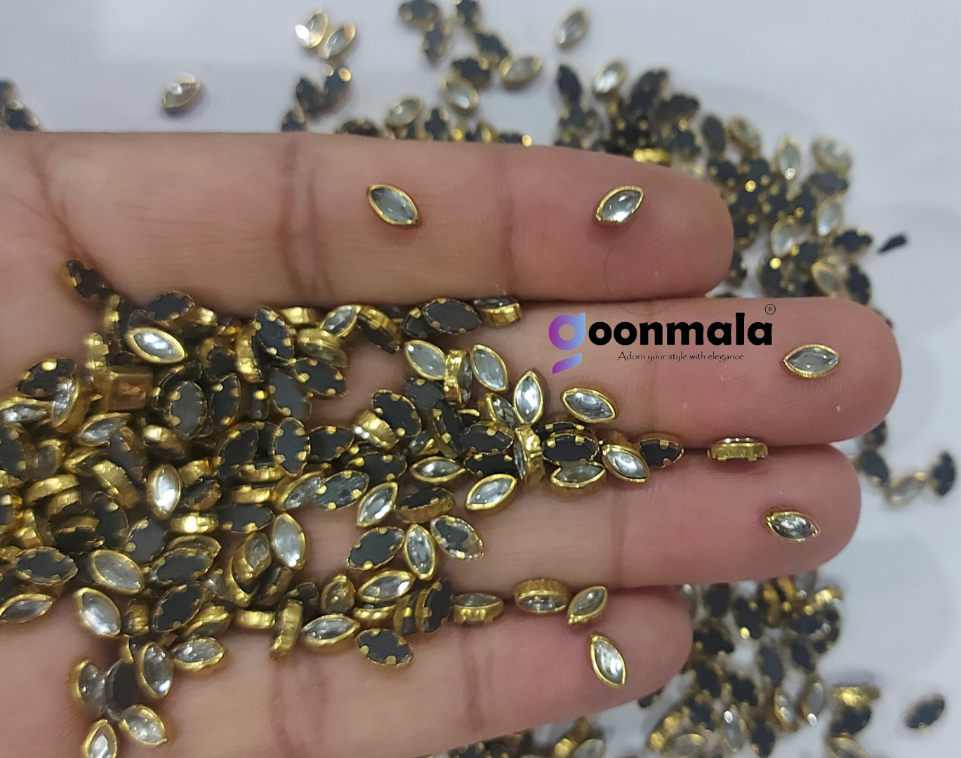 Kundan stone For Jewellery making, Bangles Embroidery Craft & Cloth Works, 3x6 mm Eye Sliver 500 pieces - Image 3