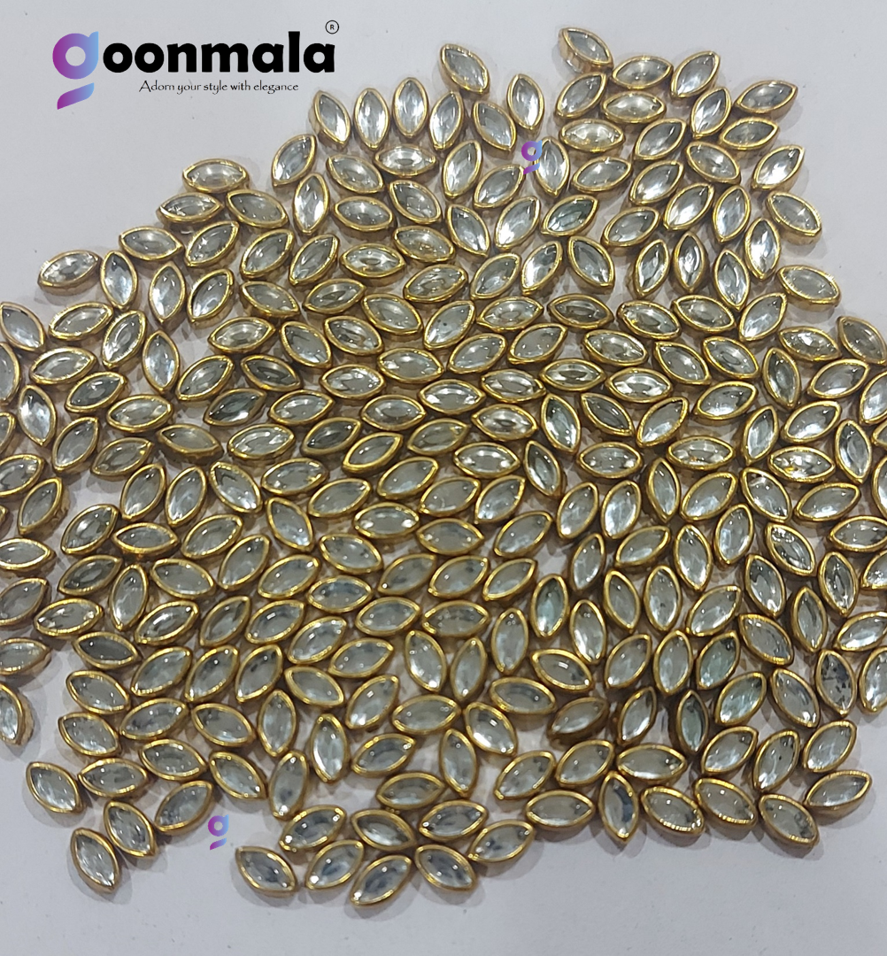 Kundan stone For Jewellery making, Bangles Embroidery Craft & Cloth Works, 3x6 mm Eye Sliver 500 pieces
