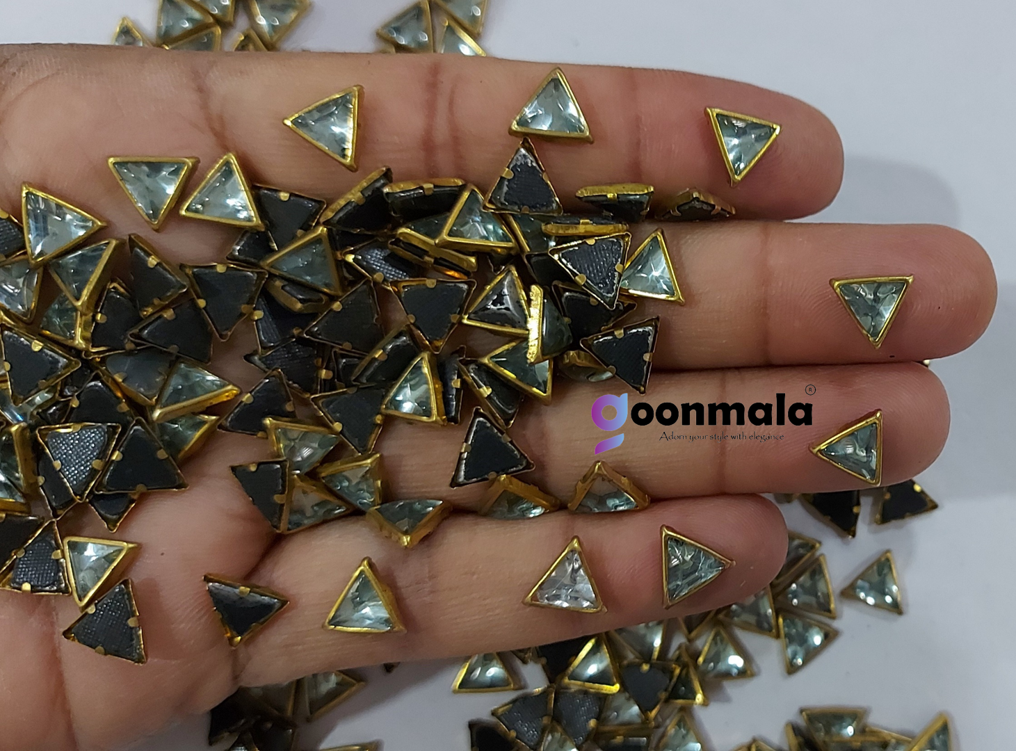 Kundan stone For Jewellery making, Bangles Embroidery Craft & Cloth Works, 10mm Triangle Sliver 500 pieces - Image 2
