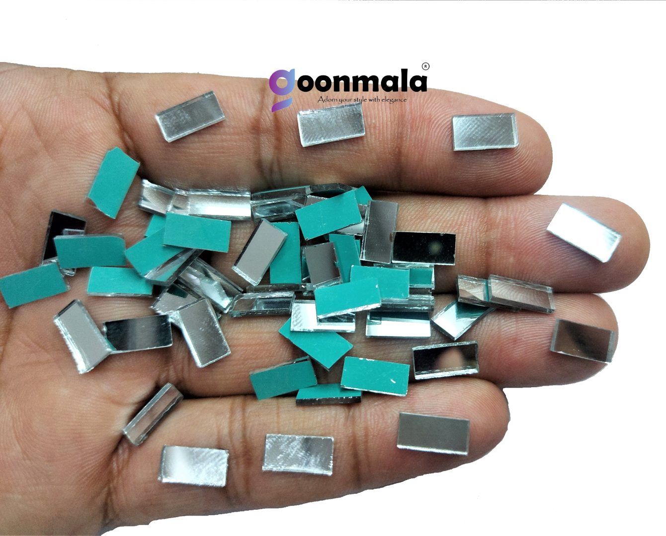 Mirror beads For Jewellery Making, Craft Work and Lippan Art Work, Silver Rectangular 10x5 500 Pieces - Image 3