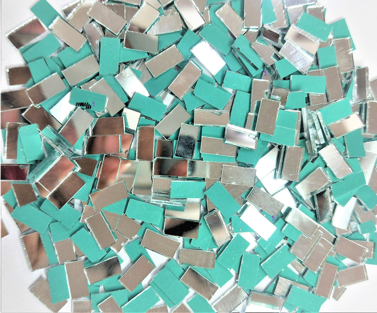 Mirror beads For Jewellery Making, Craft Work and Lippan Art Work, Silver Rectangular 10x5 500 Pieces