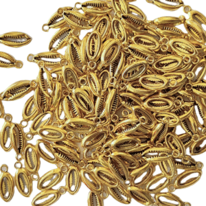 Golden Colour Artificial (Plastic) kodi/Cowrie with ring for Craft, Jewllery, Bracelet, Rakhi, Embroidery Work 200 Piece 