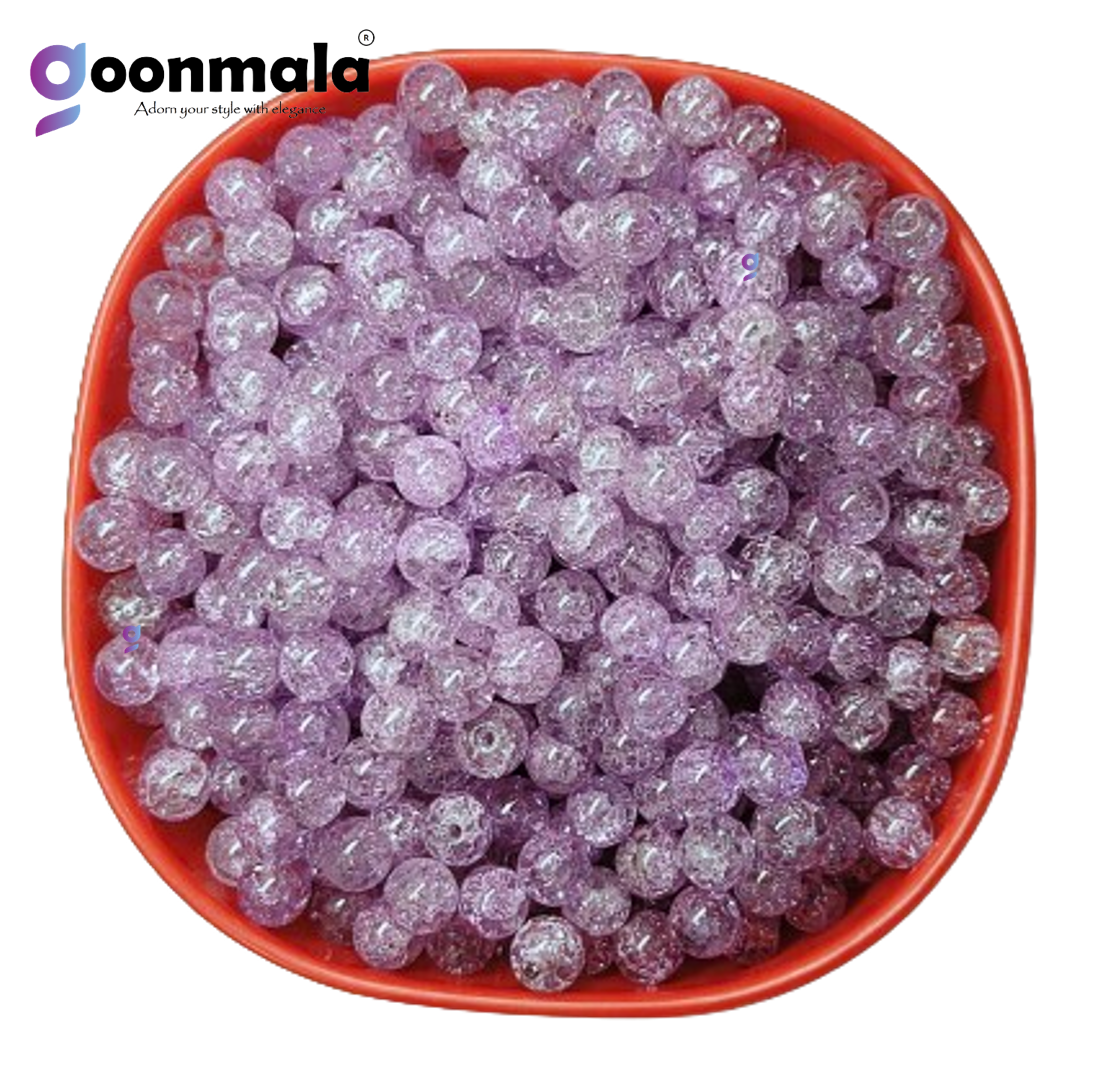 Crackle glass beads for bracelet, Rakhi, Jewellery making 8mm Purple, 100 pieces - Image 3