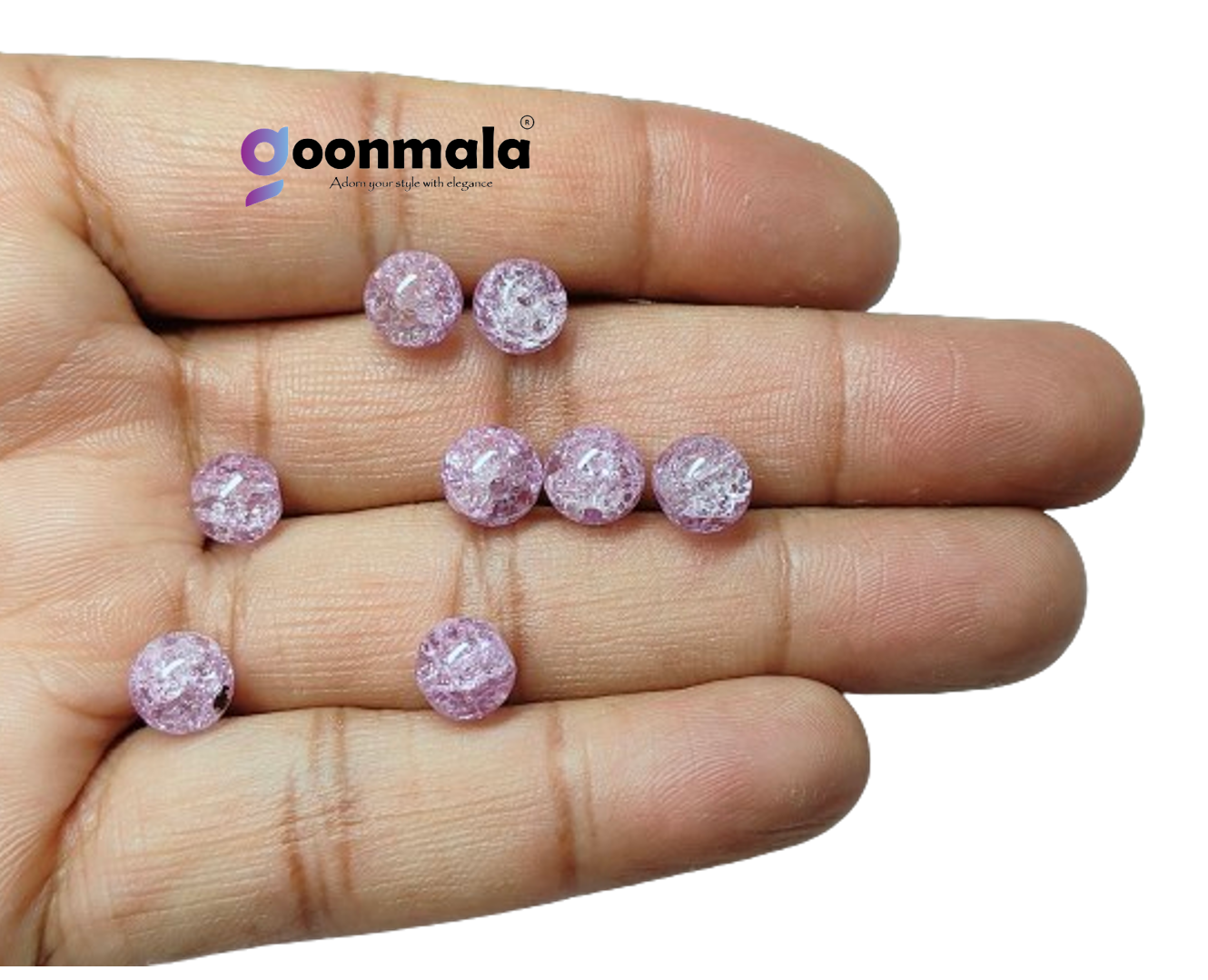 Crackle glass beads for bracelet, Rakhi, Jewellery making 8mm Purple, 100 pieces - Image 2