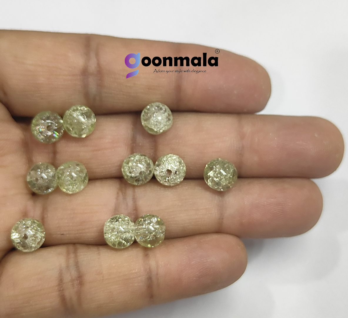 Crackle glass beads for bracelet, rakhi, Jewellery making 8mm Green, 100 pc - Image 3