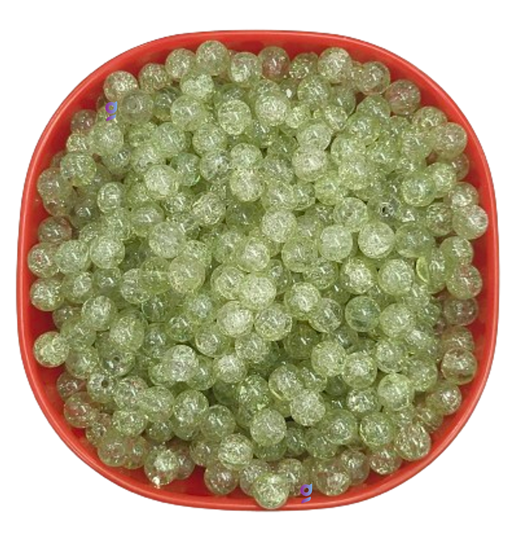 Crackle glass beads for bracelet, rakhi, Jewellery making 8mm Green, 100 pc