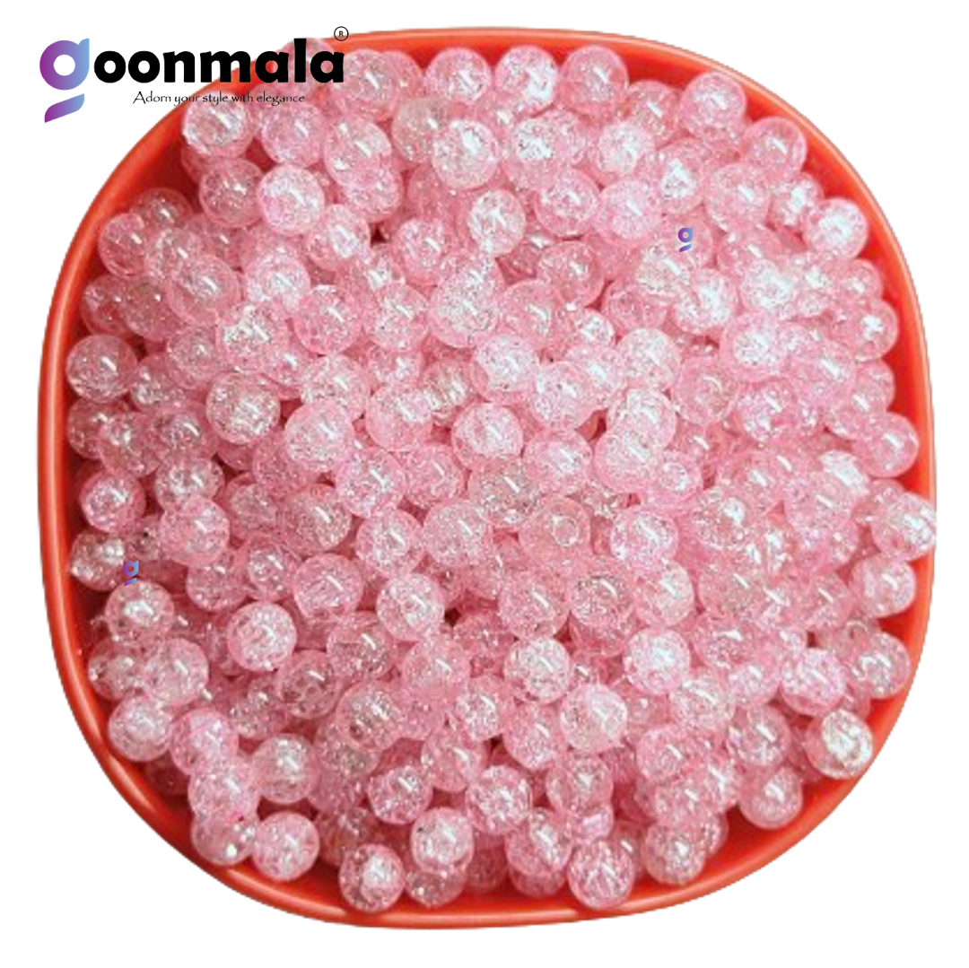 Crackle glass beads for bracelet, Rakhi, Jewellery making 8mm Baby Pink, 100 pieces - Image 4