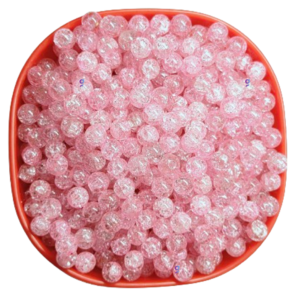 Crackle glass beads for bracelet, Rakhi, Jewellery making 8mm Baby Pink, 100 pieces