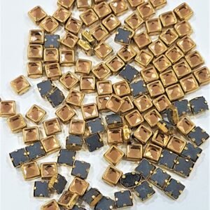 Kundan stone For Jewellery making, Bangles Embroidery Craft & Cloth Works, 4mm Square Golden, 500 pieces