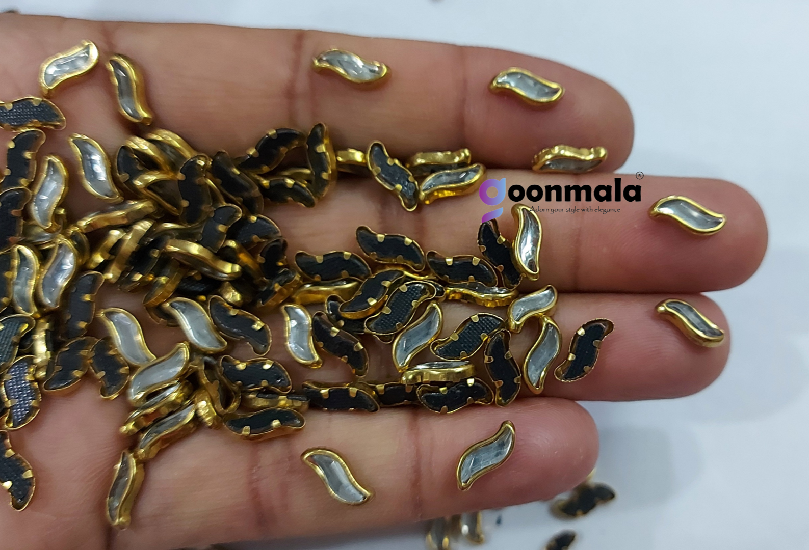 Kundan stone For Jewellery making, Bangles Embroidery Craft & Cloth Works, 10 mm S shape Sliver 500 pieces - Image 4