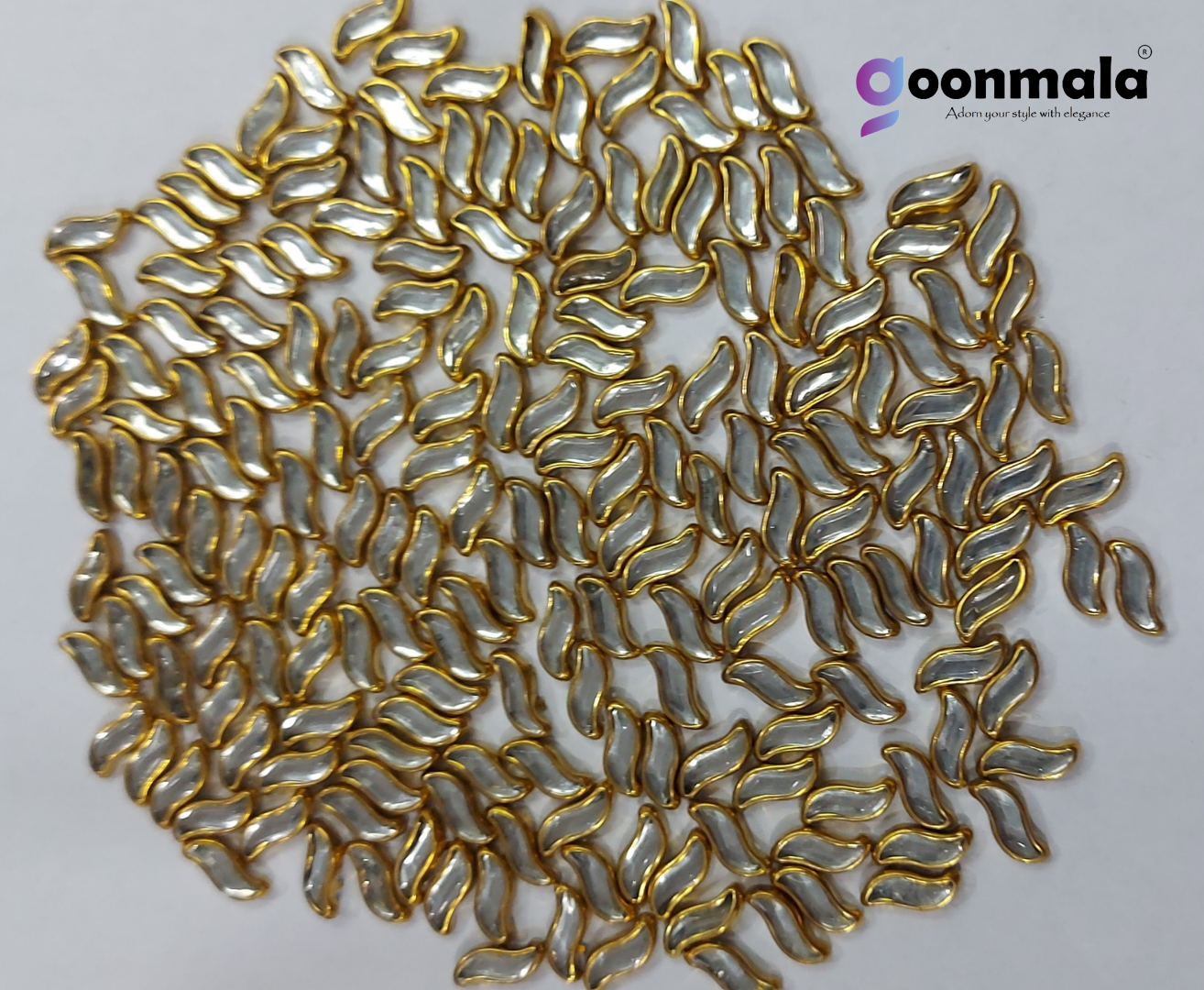 Kundan stone For Jewellery making, Bangles Embroidery Craft & Cloth Works, 10 mm S shape Sliver 500 pieces - Image 2