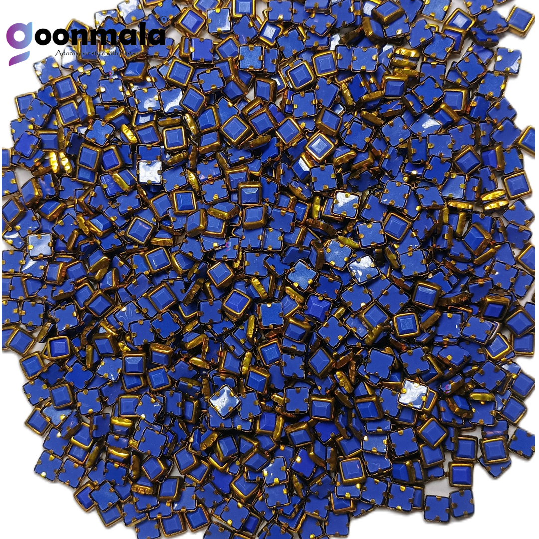 Kundan stone For Jewellery making, Bangles Embroidery Craft & Cloth Works, Plastic Square Kundan 4x4mm, 500 pieces, Blue - Image 4
