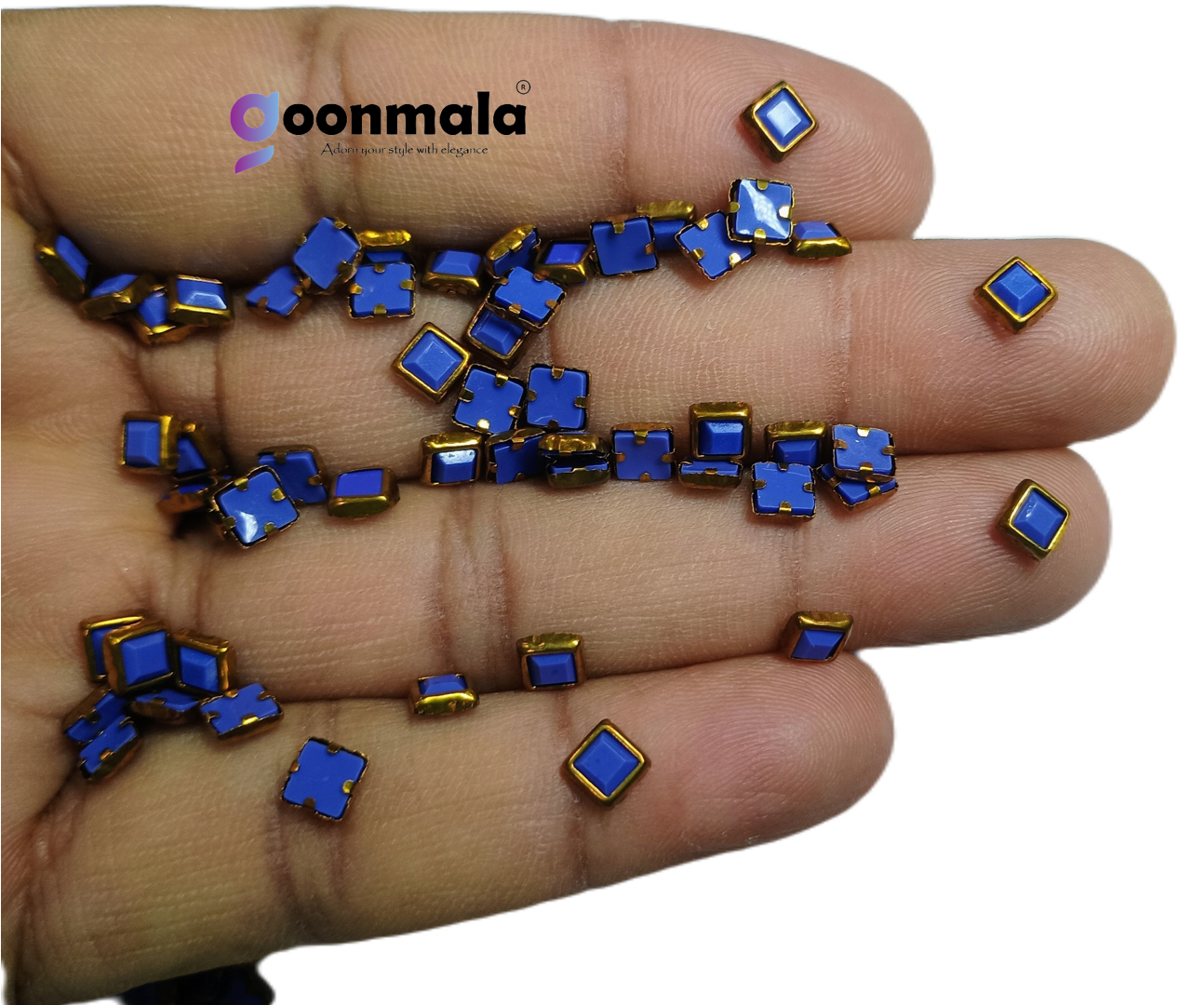 Kundan stone For Jewellery making, Bangles Embroidery Craft & Cloth Works, Plastic Square Kundan 4x4mm, 500 pieces, Blue - Image 3