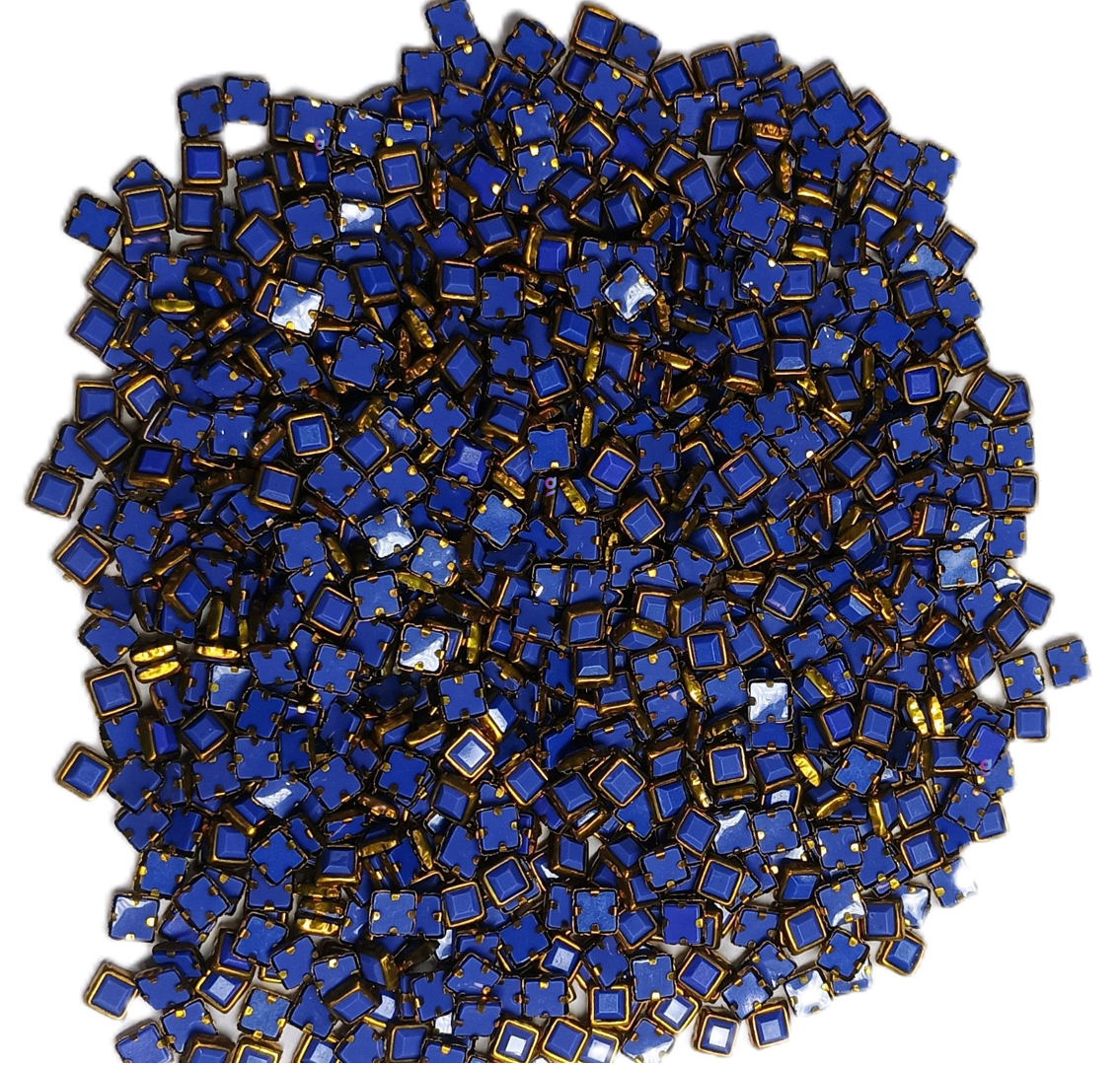 Kundan stone For Jewellery making, Bangles Embroidery Craft & Cloth Works, Plastic Square Kundan 4x4mm, 500 pieces, Blue