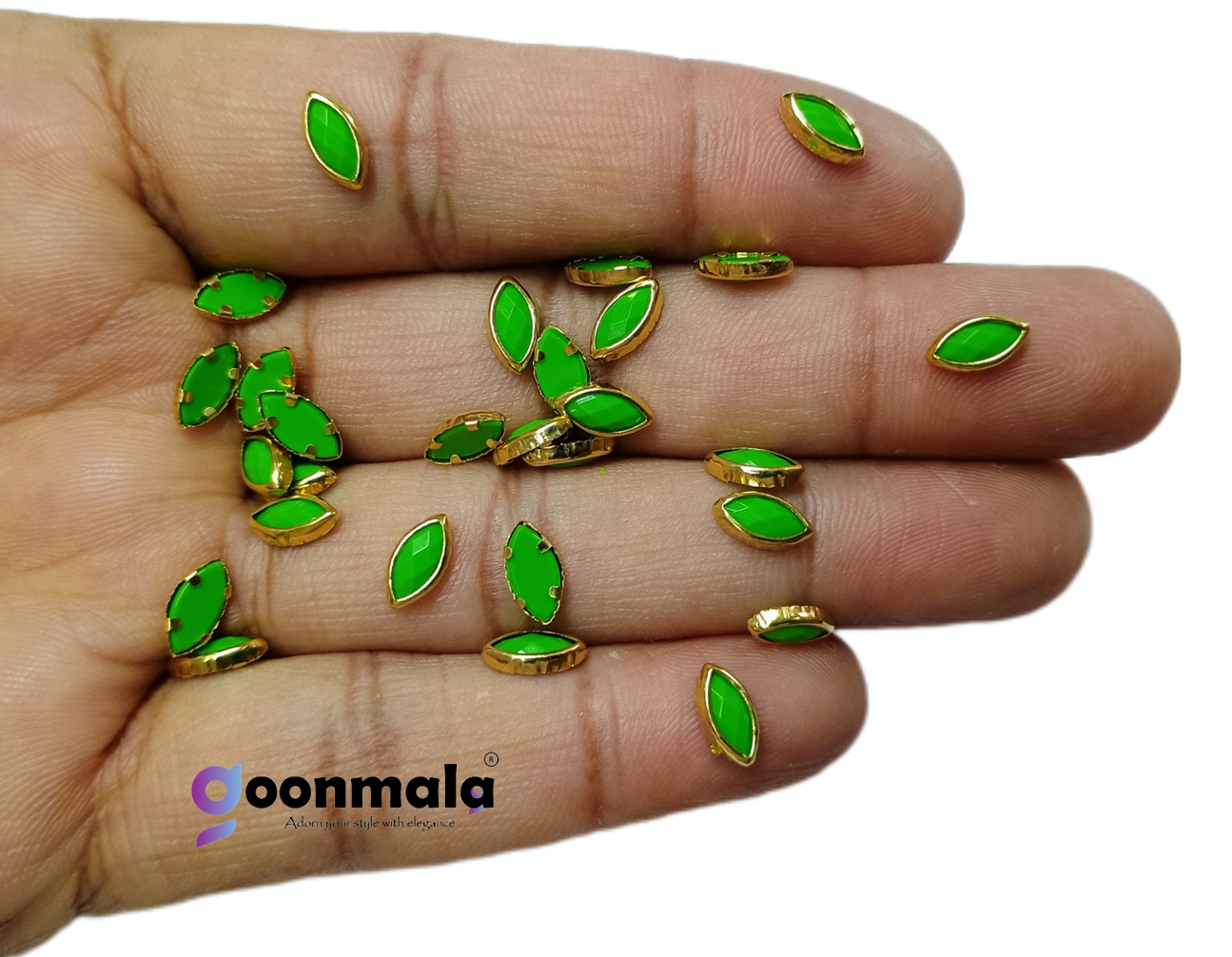 Kundan stone For Jewellery making, Bangles Embroidery Craft & Cloth Works, Plastic Eye Kundan 4x8mm, 500 pieces, Green - Image 3