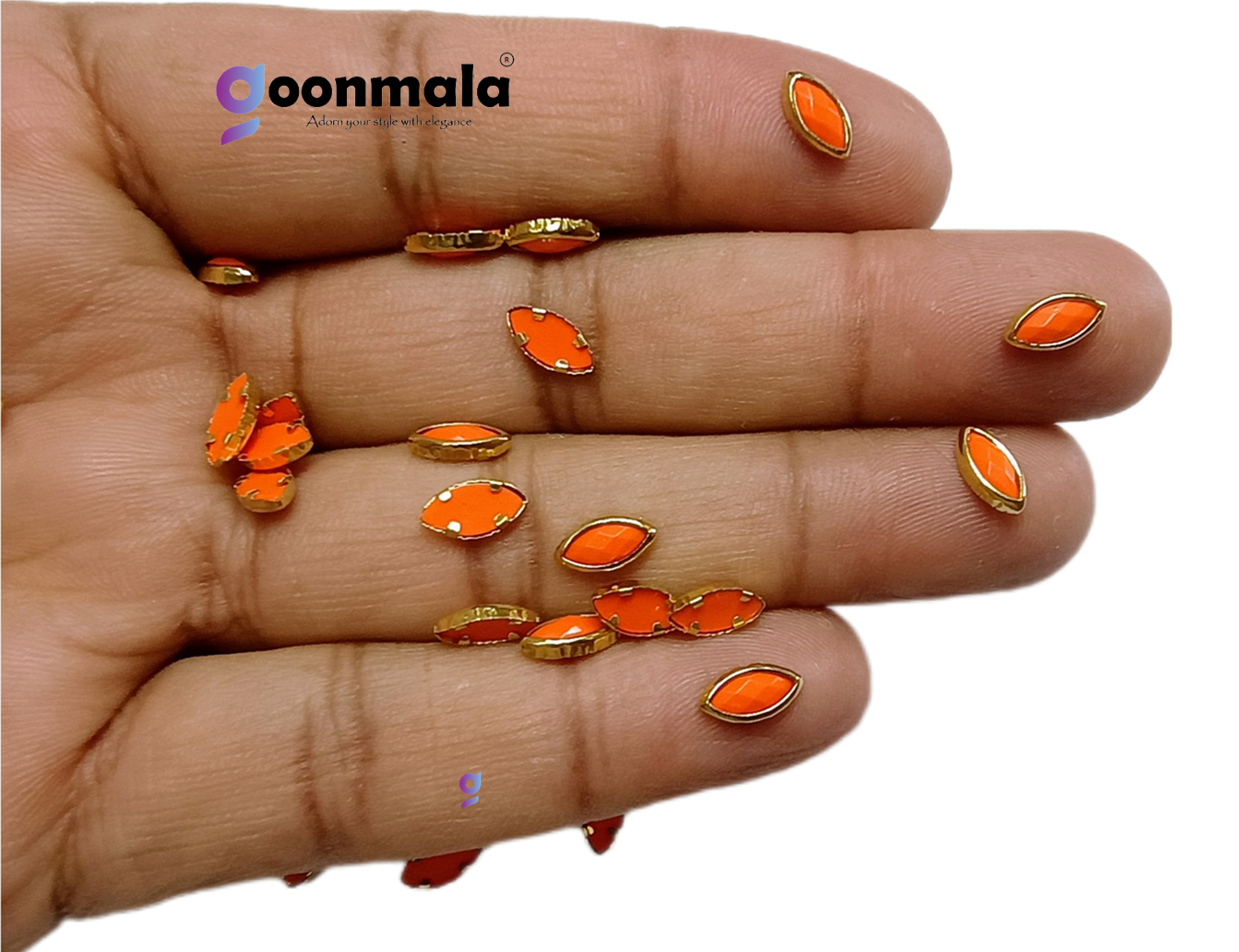 Kundan stone For Jewellery making, Bangles Embroidery Craft & Cloth Works, Plastic Eye Kundan 4x8mm, 500 pieces, Orange - Image 3