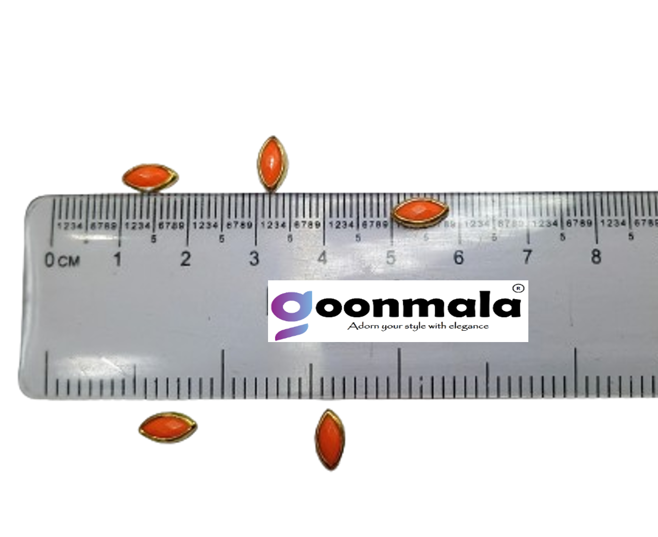 Kundan stone For Jewellery making, Bangles Embroidery Craft & Cloth Works, Plastic Eye Kundan 4x8mm, 500 pieces, Orange - Image 2