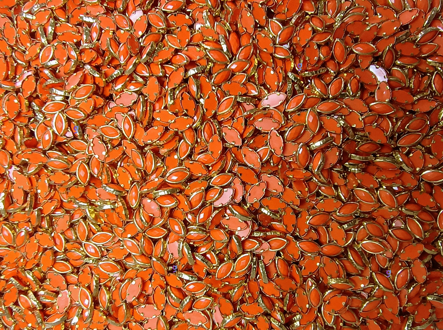 Kundan stone For Jewellery making, Bangles Embroidery Craft & Cloth Works, Plastic Eye Kundan 4x8mm, 500 pieces, Orange