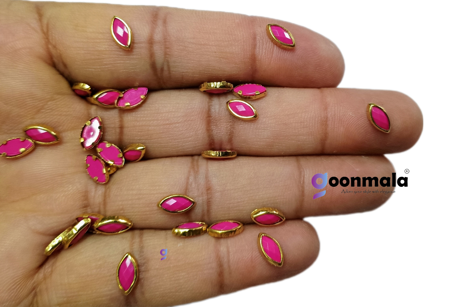 Kundan stone For Jewellery making, Bangles Embroidery Craft & Cloth Works, Plastic Eye Kundan 4x8mm, 500 pieces, Pink - Image 3