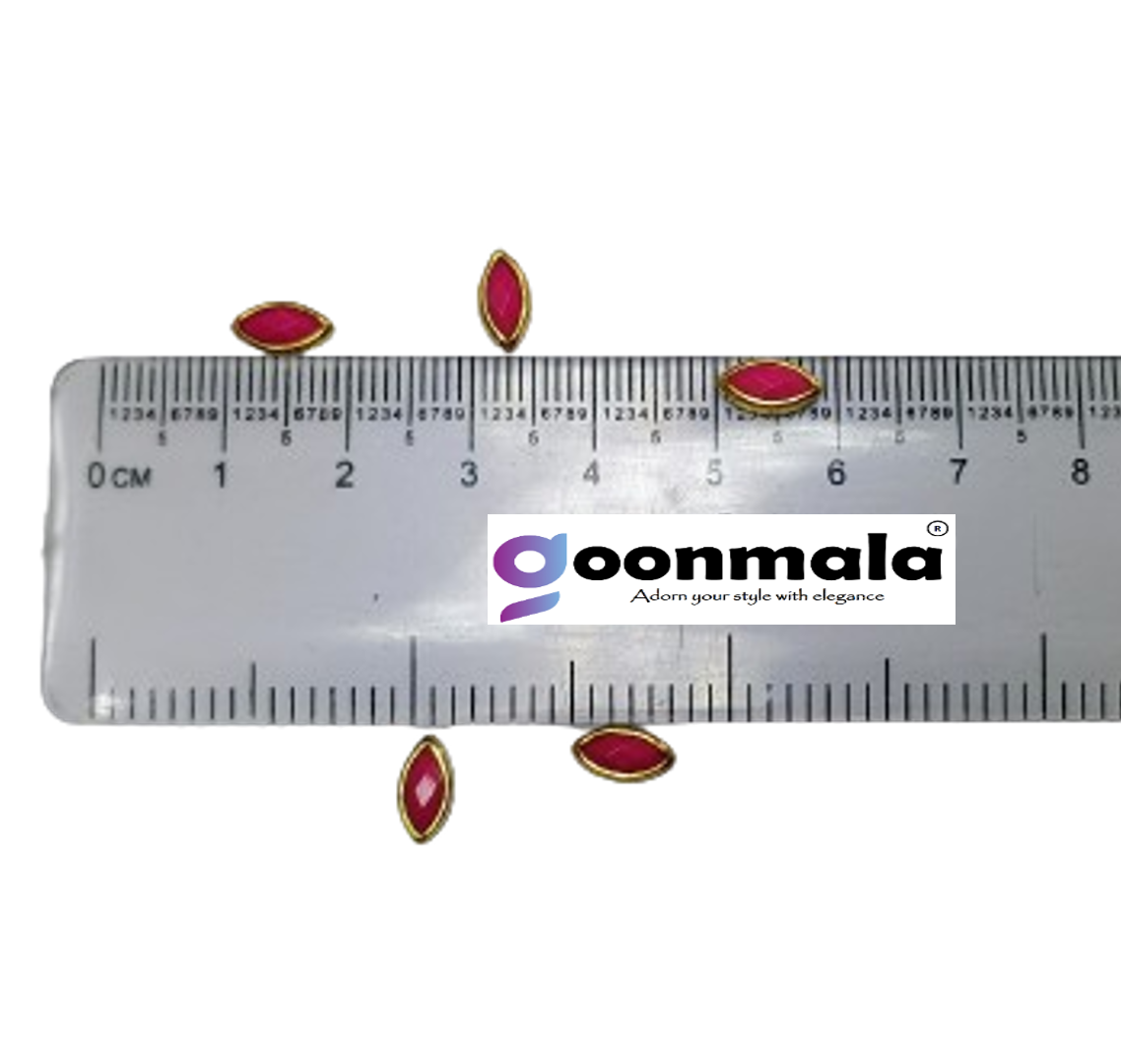 Kundan stone For Jewellery making, Bangles Embroidery Craft & Cloth Works, Plastic Eye Kundan 4x8mm, 500 pieces, Pink - Image 2